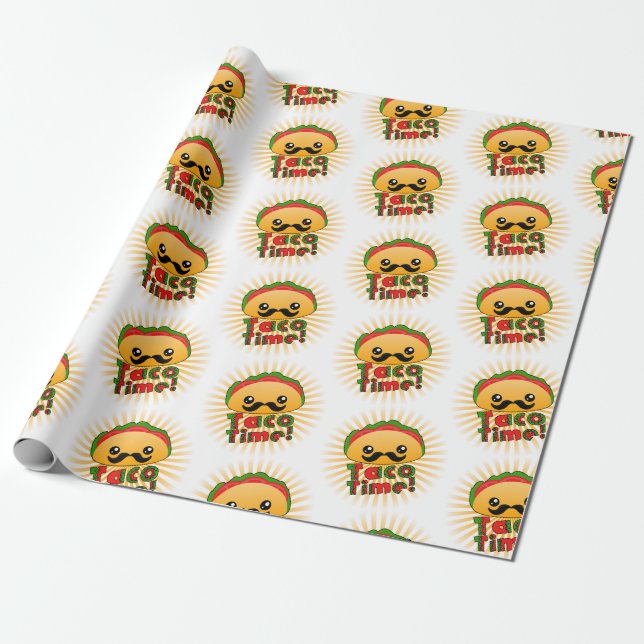 Papel De Presente Padrão de Tempo do Taco Fofo (Desenrolado)