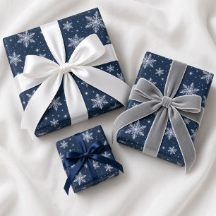 Papel De Presente Padrão de Término de Inverno em Floco de Neve Prat