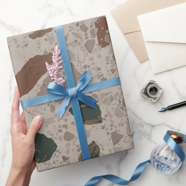 Papel De Presente Padrão de Terrazzo de Pedra (Presentear)