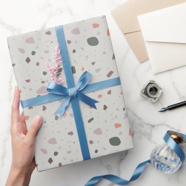 Papel De Presente Padrão de Terrazzo de Pedra (Presentear)