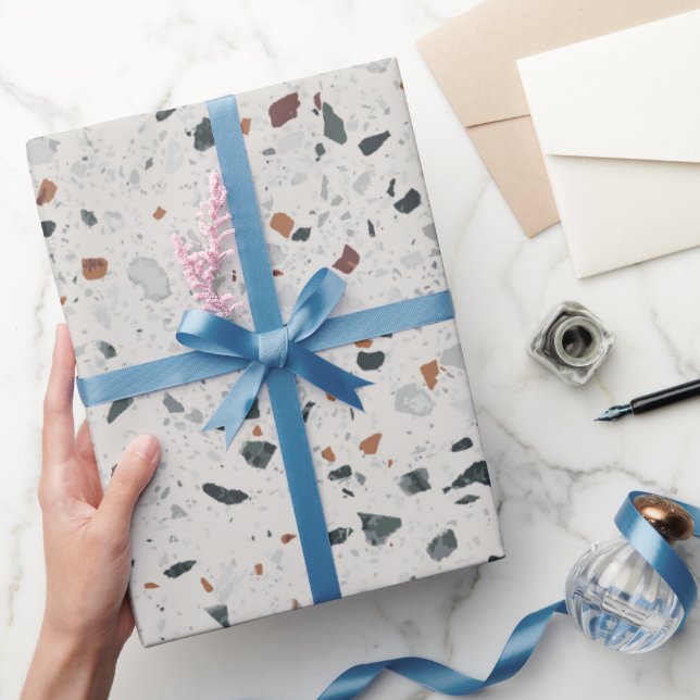 Papel De Presente Padrão de Terrazzo de Pedra (Presentear)