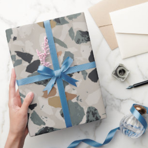 Papel De Presente Padrão de Terrazzo de Pedra 