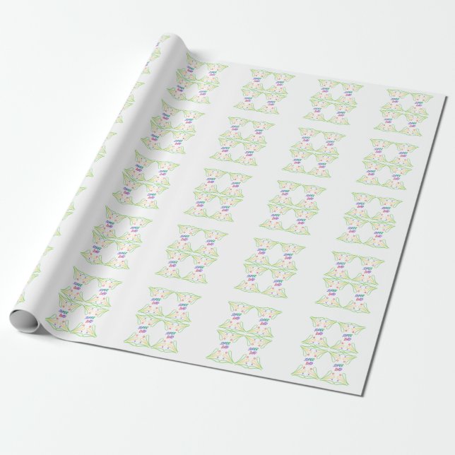 Papel De Presente Padrão de Texto Estético Super Pai Embrulho de Pre (Desenrolado)