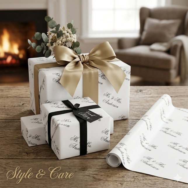 Papel De Presente Padrão de texto personalizado elegante e único em  (Unique Stylish Custom Text Pattern White Wrapping Paper)