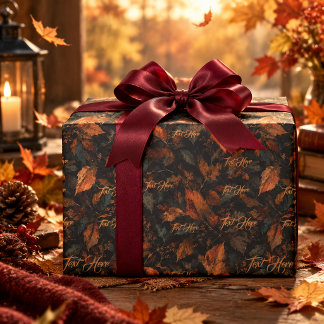 Papel De Presente Padrão de Texto Personalizado Folhas Coloridas de