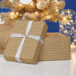 Papel De Presente Padrão de textura de tecido de juta natural contín