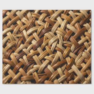 Papel De Presente Padrão de Textura de Trama de Vime de Rattan Natur
