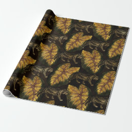 Papel De Presente Padrão de tigre da selva com brilho dourado