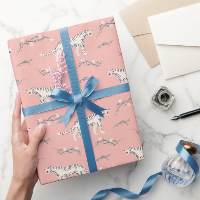 Papel De Presente Padrão de Tigres Brancos (Presentear)