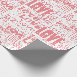 Papel De Presente Padrão de tipografia de amor rosa moderno fofo