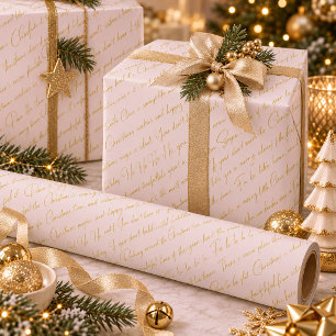 Papel De Presente Padrão de tipografia de Natal em ouro rosa #36 ID1