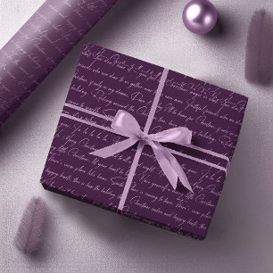 Papel De Presente Padrão de Tipografia de Natal Roxo#36 ID1009