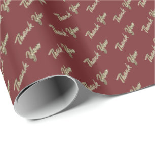 Papel De Presente Padrão de Tipografia Elegante Burgundy Dourado Obr