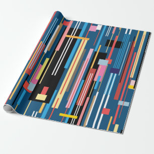 Papel De Presente padrão de tiras de abstrato multicoloração bril