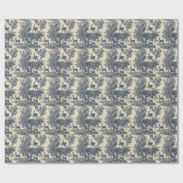 Papel De Presente Padrão de Toile de Veado Floresta Cénica Botânica