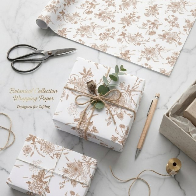 Papel De Presente Padrão de Toile Floral de Outono (Criador carregado)