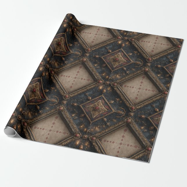 Papel De Presente Padrão de Trabalho em Madeira Talhada Gótica (1) (Desenrolado)