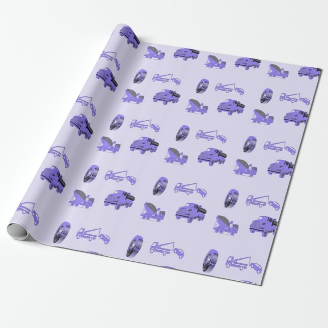 Papel De Presente Padrão de transporte azul (Desenrolado)