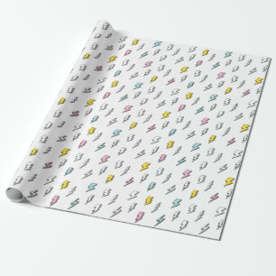 Papel De Presente Padrão de trava de raio da porta branca