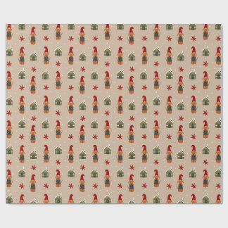 Papel De Presente Padrão de Travessuras de Luzes de Natal de Cachorr