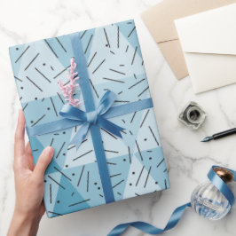 Papel De Presente Padrão de Triângulo de Arte Moderna Abstrato Azul