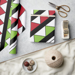 Papel De Presente Padrão de triângulos vermelhos de faixas diagonais
