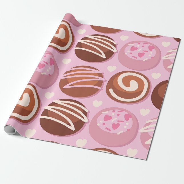 Papel De Presente Padrão de Trufa de Chocolate Doce (Desenrolado)