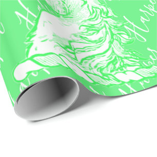 Papel De Presente Padrão de Unicórnio Verde Mágico - Harper