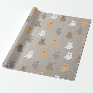 Papel De Presente Padrão de Urso Bonito