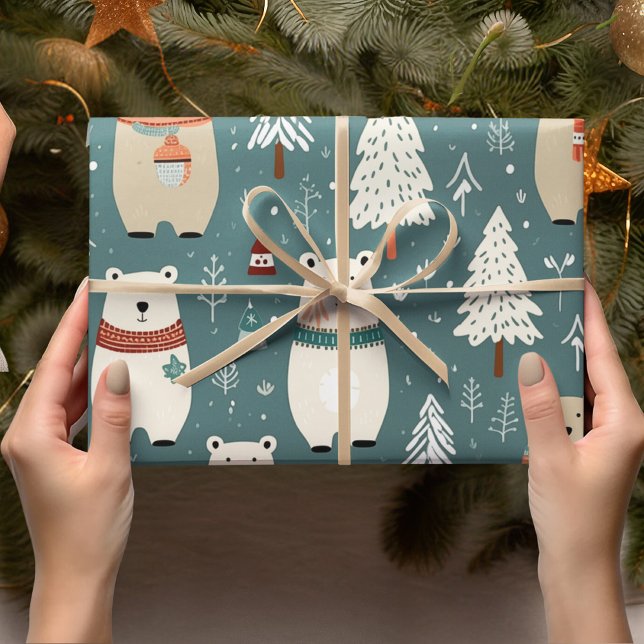 Papel De Presente Padrão de Urso de Natal (Criador carregado)