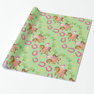 Papel De Presente Padrão de Vaqueira Pequenina Fofa