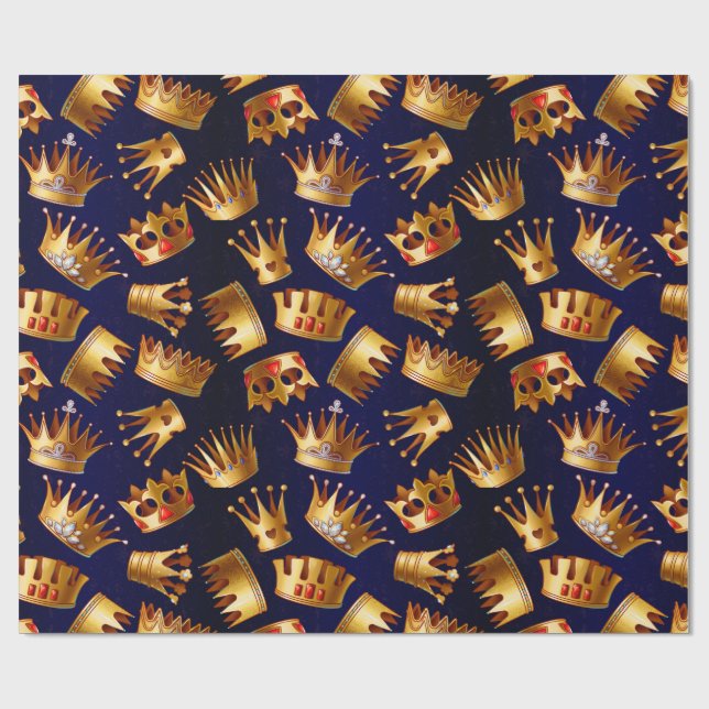 Papel De Presente Padrão de várias coroas de ouro (Aberto)