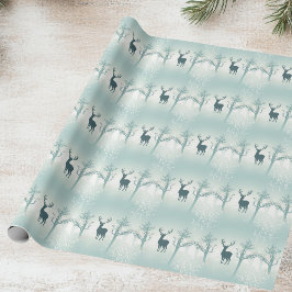 Papel De Presente Padrão de veado e árvore