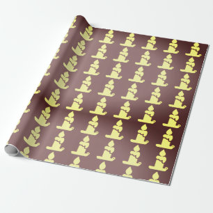 Papel De Presente Padrão de Vela Minimalista em Fundo Marrom