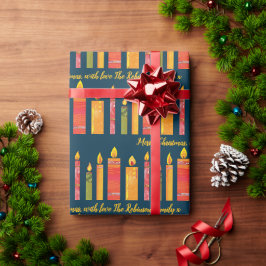 Papel De Presente Padrão de velas de colagem coloridas de Natal pers