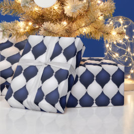 Papel De Presente Padrão de Veludo de Arco da Marinha de Natal