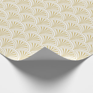 Papel De Presente Padrão de Ventoinhas Deco Dourado e Branco