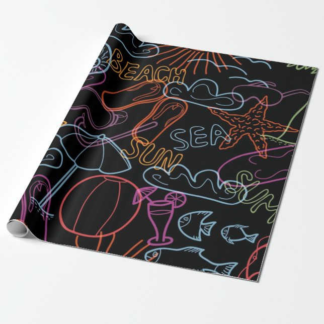 Papel De Presente Padrão de Verão (Desenrolado)