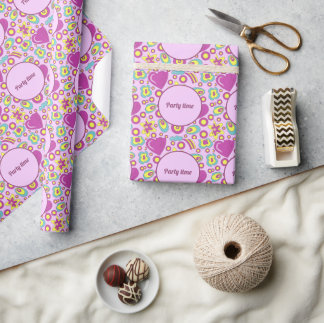 Papel De Presente Padrão de Verão de cor roxa das Vibes, de 70 anos
