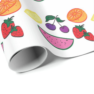 Papel De Presente Padrão de Verão de Fruta colorida, Legal