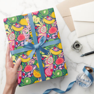Papel De Presente Padrão de Verão de Fruta tropical