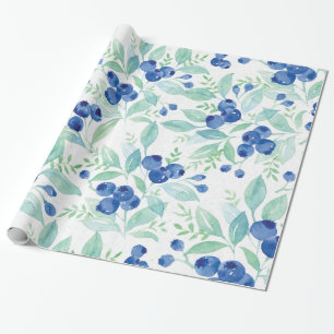 Papel De Presente Padrão de Verão Rustic Blueberry Berry