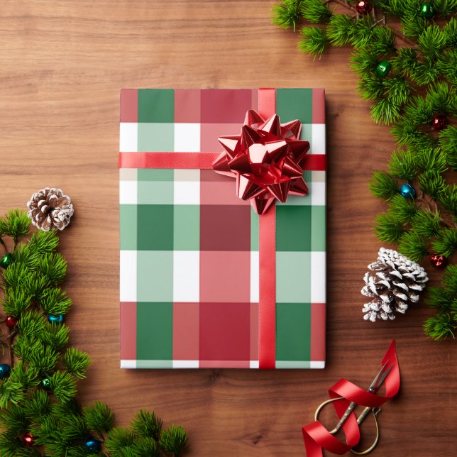 Papel De Presente Padrão de Verificação de Fundo de Natal (Presente de Natal)