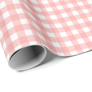 Papel De Presente Padrão de Verificação de Gingham Cor-de-Rosa Esbra