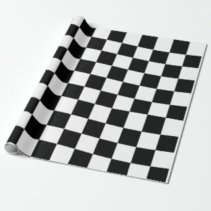 Papel De Presente Padrão de verificação do xadrez preto e branco