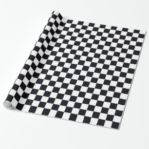 Papel De Presente Padrão de Verificador Grande Preto e Branco