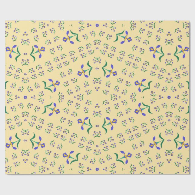 Papel De Presente padrão de vetor contínuo de flores design  (Aberto)
