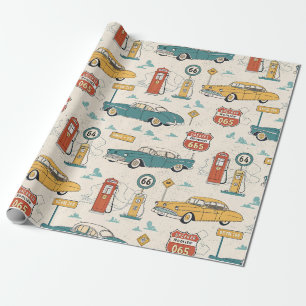 Papel De Presente Padrão de Viagem pelas Estradas Antigas (1)