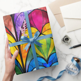 Papel De Presente Padrão de Vidro Arco-Íris Arrebatado Elegante