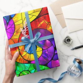 Papel De Presente Padrão de Vidro Colorido Arco-íris Elegante